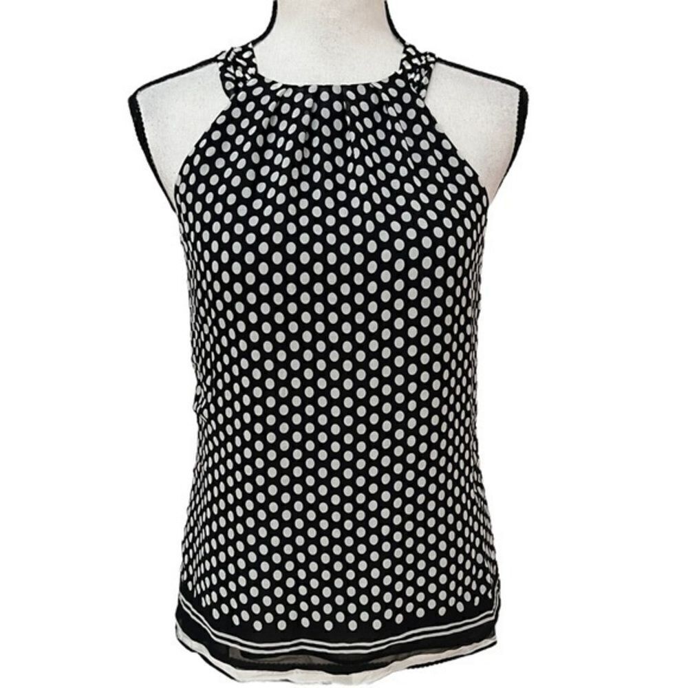 Ann Taylor silk haulter neck polka dot blouse size S